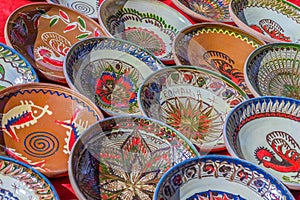 Background with Romanian traditional ceramic, Horezu, Romania