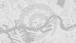 Background Rotterdam map, Netherlands, white and light grey city poster. Vector map with roads and water