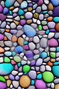 Background from round pebbles pattern, 3d multicolored rounded small stones pattern abstract wallpape