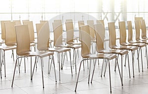 Background of Rows of chairs. Meeting background.. View from above