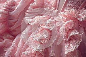 A background of ruffles and bows with a coquetry aesthetic combining playfulness and elegance. Romantic background.