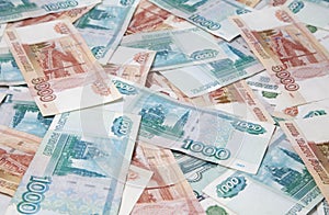 Background of russian roubles bills