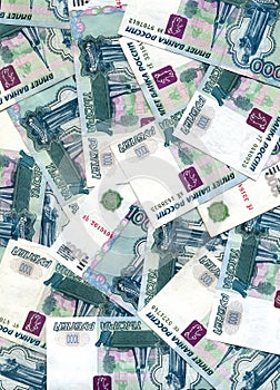 Background from russian rubles Denomination photo