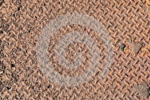 Background of rusted metal diamondplate pattern metal