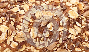 Background of rye bread with seeds