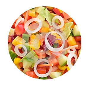 Background with salad in circle