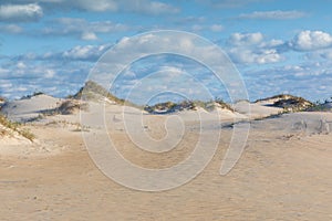 Background Sand, Dunes, Blue Sky and White Clouds NC