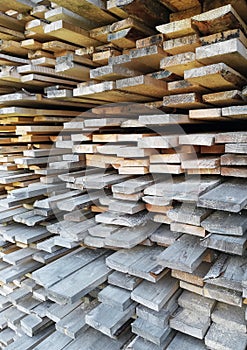 Background of sawn boards in a stack