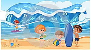 Background scene with people on the beach