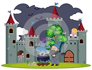 Background scene of wizard at the castle