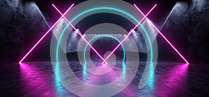 Background Sci Fi Neon Triangle Circle Futuristic Alien Spaceship Dance Slub Stage Glowing Purple Pink Blue Ultraviolet photo
