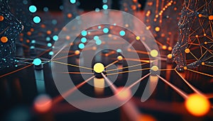 Background - Sci-Fi Network with Wireframe Robot on Cloud Backdrop - ai generated