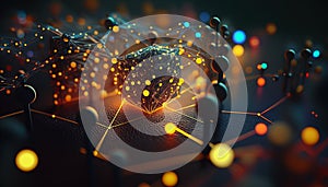 Background - Sci-Fi Network with Wireframe Robot on Cloud Backdrop - ai generated