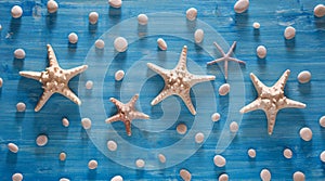 Background of sea shells and starfish