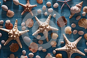 Background of sea shells and starfish