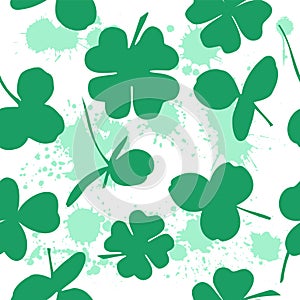 The background is seamless clover. Happy St. Patrick's Day. Vector illustration