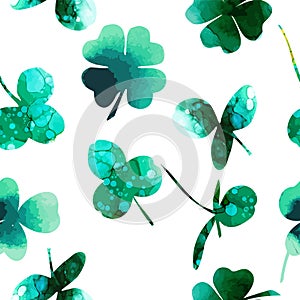 The background is seamless clover. Happy St. Patrick's Day. Vector illustration