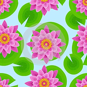 Background seamless pattern with pink lotus