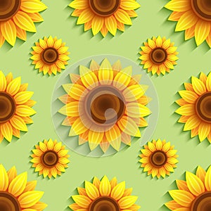 Background seamless pattern with sunflowers
