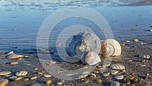 Background Seashells on Beach in the Outer Banks NC photo