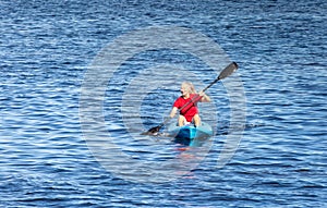 Background of Senior Woman Kayaking