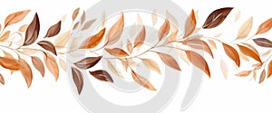 background september orange autumn seasonal plant watercolor nature decoration leaf fall. Generative AI.