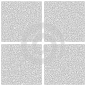 Background of a set collection of simple square shaped mazes