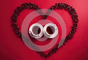 background shape red celebration steam tecoffee two space love Copy heart Cups concept