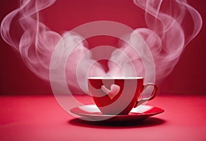 background shape red celebration steam tecoffee two space love Copy heart Cups concept