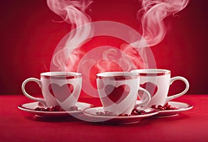 background shape red celebration steam tecoffee two space love Copy heart Cups concept