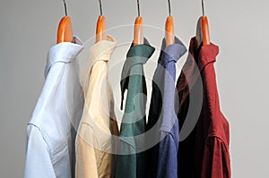Background of shirts hanging on a hanger