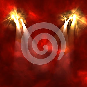 Background in show. Interior shined with a projector.