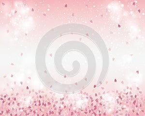 Background of a shower of cherry blossoms