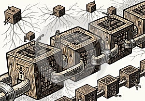 Background shows network-like patterns, enhancing the digital or