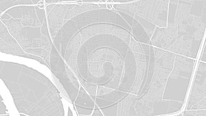 Background Shubra El Kheima map, Egypt, white and light grey city poster. Vector map with roads and water