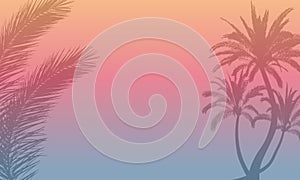 Background of silhouettes of branch and palm trees for text. Vacation, summer, discount and etc.Vector illustration. Applied