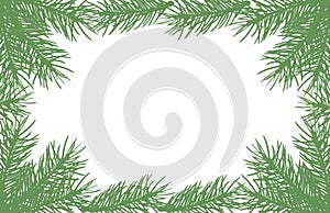 Background of silhouettes of fir tree branches. Vector illustration. Applied clipping mask