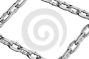 Background with silver metal chain. Tool metal chain. 3D render