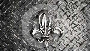background A silver wallpaper that looks realistic and detailed with fleur de lis, the wallpaper has a metal