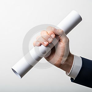 Background is a simple solid light gray emphasizing the focus on the hand