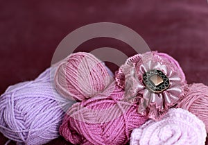 Background with skein and clew of thread