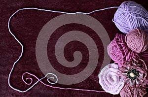 Background with skein and clew of thread