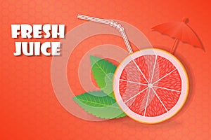 Background with slice of grapefruit citrus fruit Concept of food background