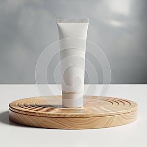 The background is a soft, blurred gradient, creating a calm, neutral setting