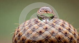 Background is a soft out of focus green emphasizing the sharp focus