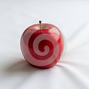 Background is softly blurred, emphasizing the apple as the central