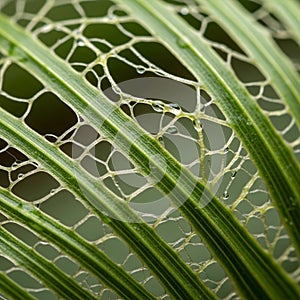 The background is softly blurred, emphasizing the detailed textures of the leaf