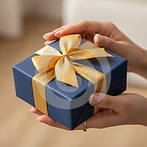 Background is softly blurred, emphasizing the focus on the elegant box