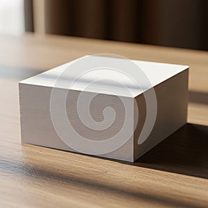 The background is softly blurred emphasizing the focus on the paper stack