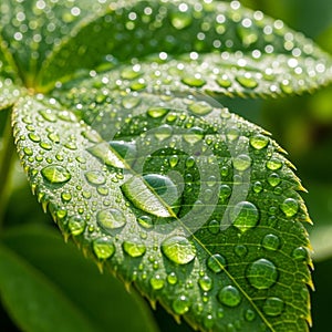 The background is softly blurred, emphasizing the leaf in the foreground